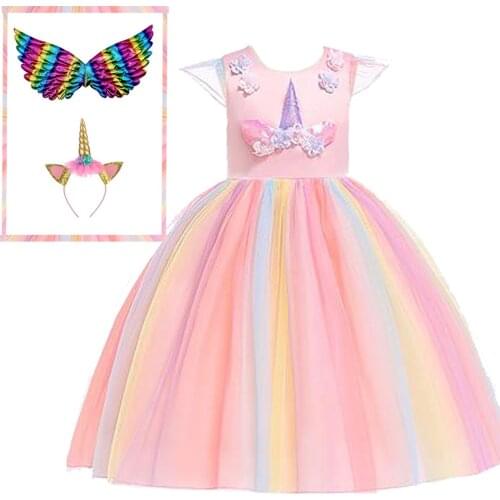 Princess Dress Boutique Clothing Girls Unicorn Dresses Summer Kids Childrens Birthday Party Teen Rainbow Horse Vestidos