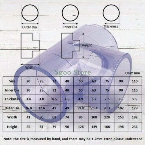 1~5pcs ID.20~50mm Transparent UPVC Tee Connector Garden Irrigation System Aquarium Tank Water Pipe Connectors PVC Pipe Joints