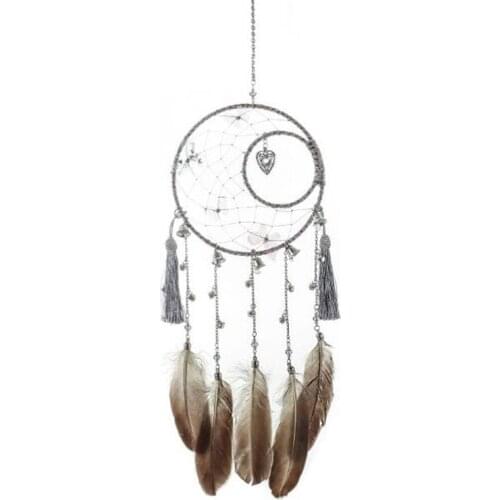 Handmade Dream Catcher Net with Feathers Wall Hanging Dreamcatcher Craft Gift Christmas Decoration for Home-65cm