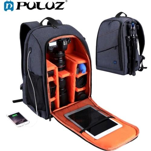 PULUZ Outdoor Portable Waterproof Scratch-proof Dual Shoulders Backpack Camera Bag Digital DSLR Photo Video Bag, laptop backpack