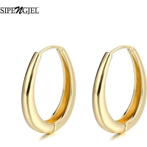 Fashion Simple Geometric Water Drop Shape Earrings Gold Sliver Color Vintage Hoop Earing For Women Jewelry 2020