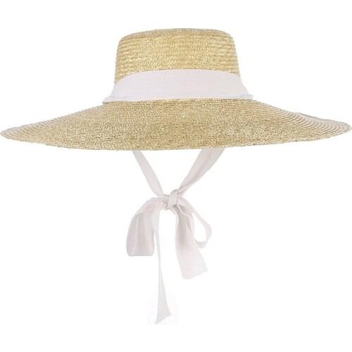 Fashion Summer Hat Straw Sun Hats For WomenS Cap Elegant Beach Sun Visor Luxury Ladies Caps Off White Ribbon Dropshipping
