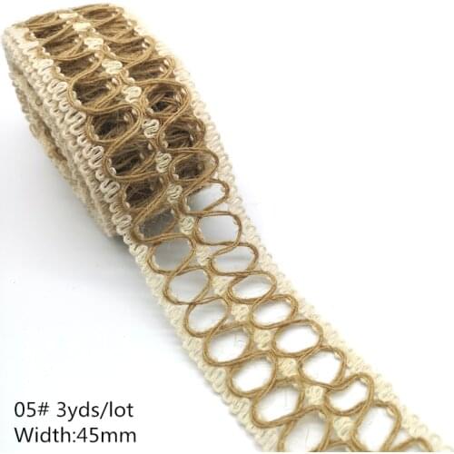 3 yds Natural Jute Burlap Hessian Jute Ribbon Twine Flower Pattern Wedding Party Supplies Burlap Ribbon DIY Burlap Rope Craft#05