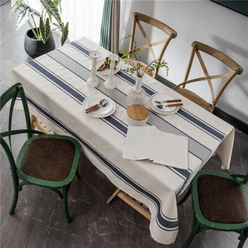 Yarn-Dyed Stripe Tablecloth Cotton Linen Simple Rectangular Table Cloth For House Furniture Desk Banquet Party Festival Decor