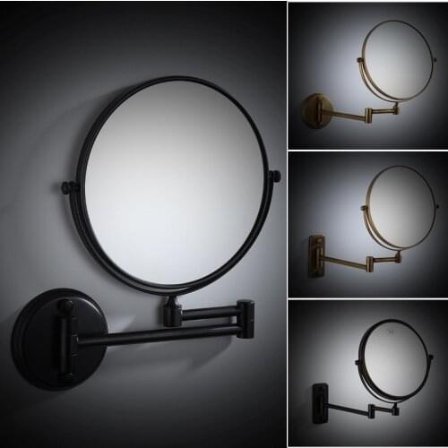 Mirror Black Copper Antique Wall Mounted Pasteable Double Sided Foldable Telescopic Bathroom Make-Up Mirror