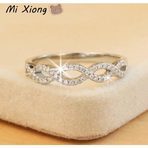 Mi Xiong Real Sterling Silver 925 Rings Womens Engagement Wedding Party Gift for Wife Luxury Exquisite Unique Romantic Love