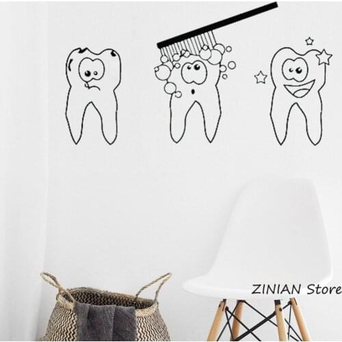 Teeth Wall Decal Bathroom Kids Room Toothbrush Vinyl Wall Stickers Home Interior Decor Good Bad Tooth Decals Funny Sticker Z041