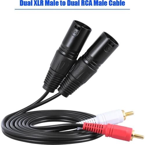 1.5m/ 5ft Stereo Audio Cable Cord Dual XLR Male to Dual RCA Male Plug for Mxing Console Microphone Amplifier