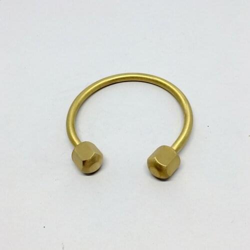 1PC Handmade Simple Pure Copper Keychain Brass Key Ring Hang Buckle EDC Pocket Tools