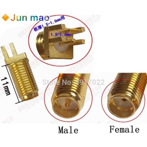 10PCS SMA Female Or RP-SMA Female ( Male pin ) RF Connector Nut Solder PCB Clip Edge Mount 1.6mm Spacing 11cm Hot New SMA-KHD