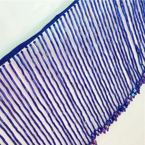 15cm Wide Bugle Beads Beaded Fringe End With Crytal Beads Wedding Dress Dancewear Costume Fringe DIY Sewing Supplies