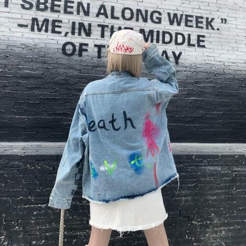 2020 Jacket Denim 2020 Fashion Street Real Shot Short Graffiti Free Shipping