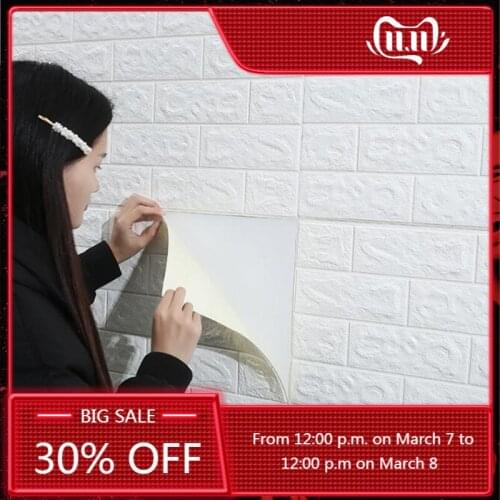 3D Wallpaper PE Foam DIY Wall Stickers Wall Decor Embossed Brick Stone Wallpaper Room House 70X77cm Poster