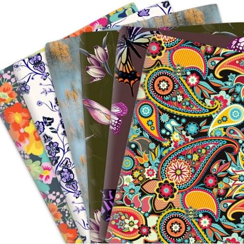 50*145cm Cartoon Paisley Flower 100% Pure Cotton Polyester Cotton Material Patchwork Sewing Fabrics Quilt Needlework DIY Cloth