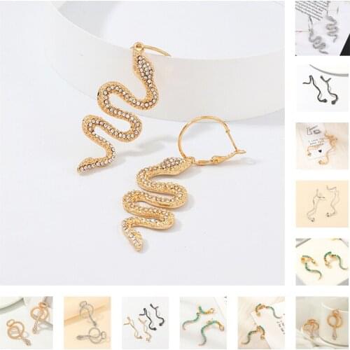 Girls Accessories Women Jewelry CZ Rhinestone Animal New Style Golden Fashion Gold Designer Charms Pendant Snake Earring
