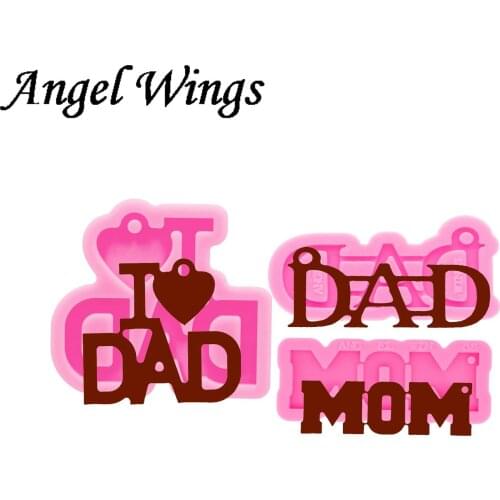 Letter MOM/DAD Keychain Silicone Molds DIY Necklace Jewelry Shiny Epoxy Resin Mould Custom Wholesale DY0531