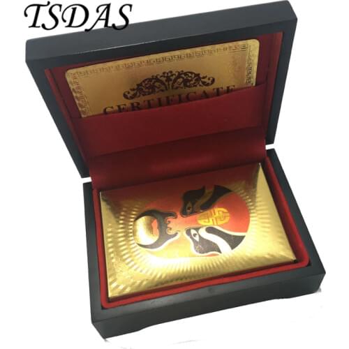 Colorful Theatrical Mask - Best Hand Feel Plastic Playing Card Gold Foil Plated With Wooden Box Free Shipping