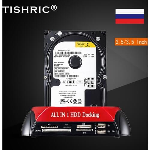 TISHRIC All In 1 Hdd Docking Station eSATA To USB 2.0 Adapter For 2.5/3.5 Hard Disk Drive Docking Station Enclosure Optibay
