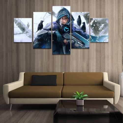 Home Decor Poster HD Pictures Prints Canvas 5 Piece Modular Ana Amari Overwatch Game Living Room Decorative Painting Framed