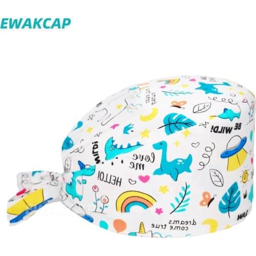 Surgicals Cap Printing Cotton Working Nursing Hats Pet Lab Clinic Dental Surgeon Nurse Scrubs Caps Cartoon Scrub Hat Sweatband