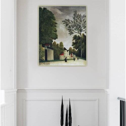 Citon Henri Rousseau《French Village Street》Canvas Art Oil Painting Artwork Poster Picture Wall Background Decor Home Decoration