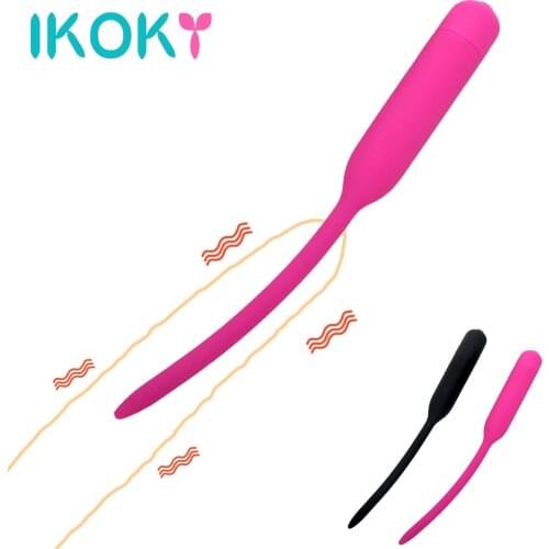 IKOKY 7.5mm Vibrator Urethral Plug Silicone Catheters Penis Plug Sex Sounds Urethral Dilators Male Masturbator Sex Toys For Men