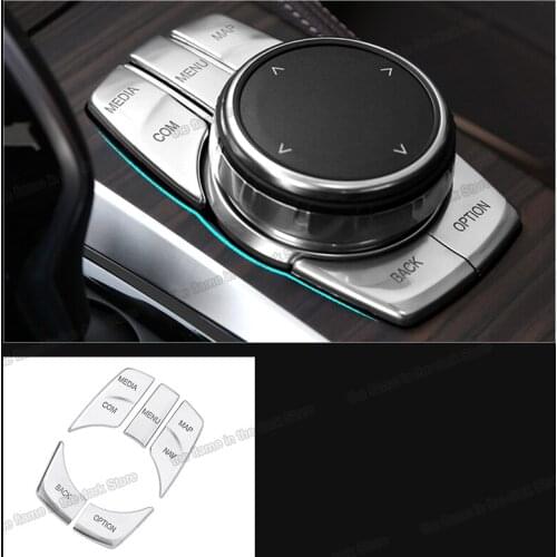 Car media control buttons trims for bmw 5 series g30 g31 525 520 530 528 540 535 2018 2019 2020 2021 sticker menu 540 535 530