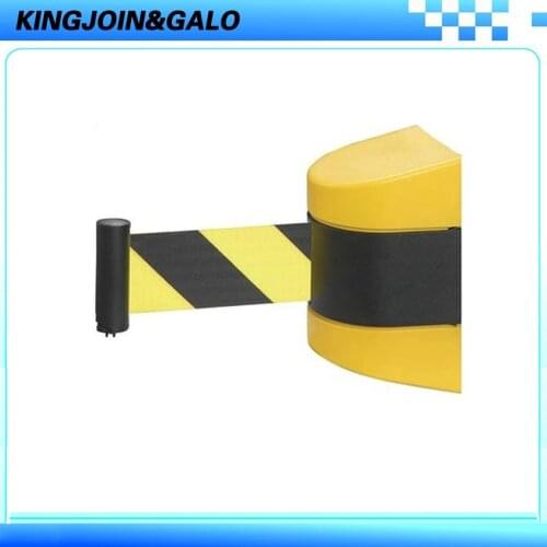 Max 5m Belt Length Wall Amount Barrier Stanchions Retractable Stripe For Area Separation