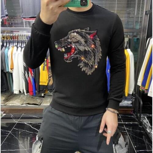 Men Casual Sweatshirt Mens Winter Clothing Diamond stone design 2020 Man Fashion Hoodies O-neck Pullover Tops Clothing