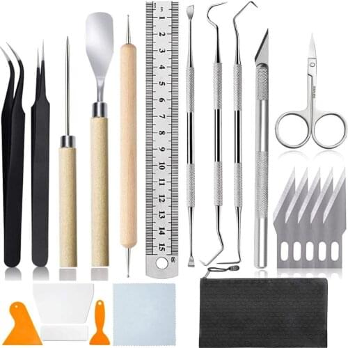 22PCS Craft Basic Set Tools Kits Including Scissors, Tweezers, Weeds, Scraper, Scraper For Vinyl Weeding,Silhouettes,Cameos