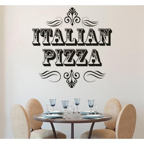 Italian Pizza Sign Wall Sticker Pizza Store Window Decals Restaurant Interior Decoration Pizzeria Vinyl Wall Art Mural AZ231