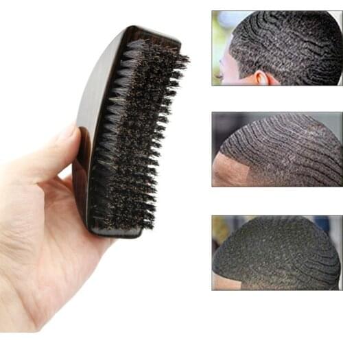 New Men Boar Hair Bristle Beard Barber Accessories Mustache Brush Palm Soft Round Wood Handle Wave Brush Hair Beard Comb For Men