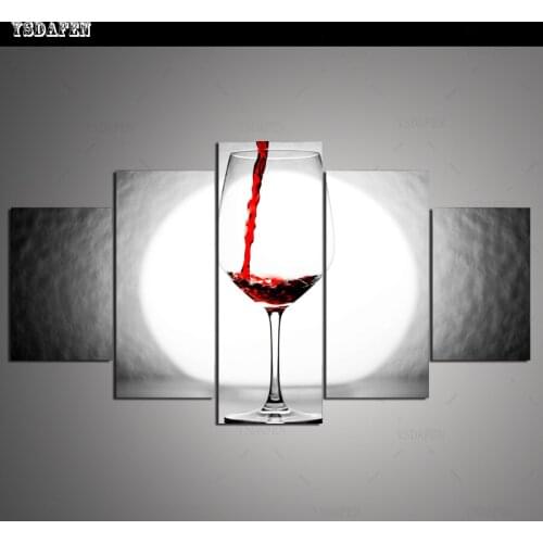 Op de muur HD print olieverf modulaire foto Wine Glass poster kind room decor woondecoratie 5 stks canvas art z078