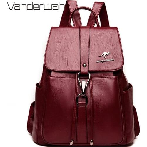 Casual Lady Large Capacity Backpack High Quality Soft Leather Backpacks for School Teenagers Girls Brand Designer Travel Bookbag