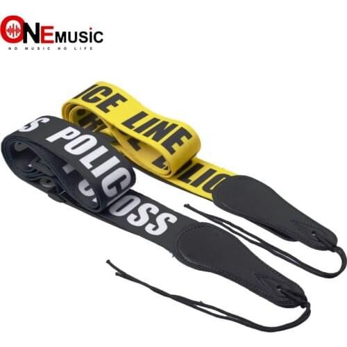 Police Line Gutiar Strap Adjustable Acoustic Guitar Strap bass Black-Yellow