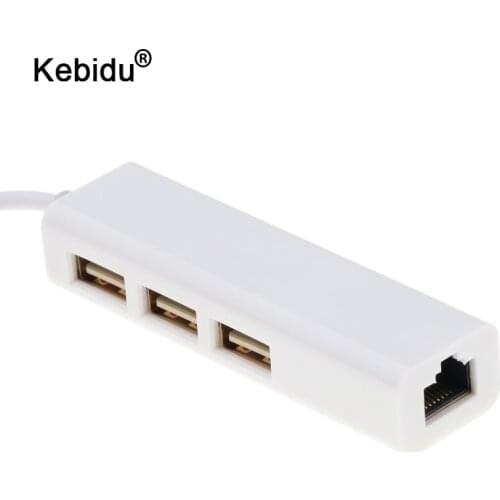 Kebidu 3 Ports Type C to USB HUB to Ethernet LAN RJ45 Cable Adapter Network Card USB 3.1 2.0 Data Transfer Adapter for Macbook