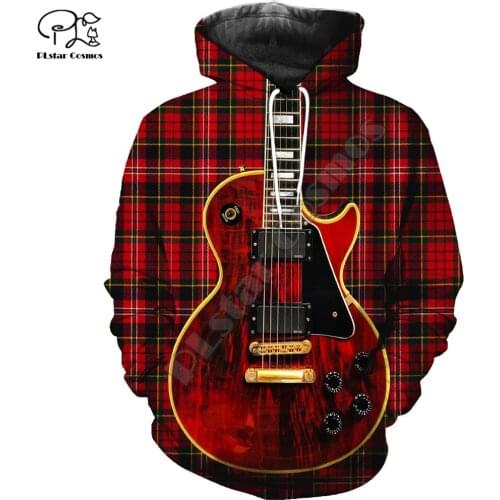 Women Men Music Guitar print 3D Retro plaid Hoodies unisex harajuku Sweatshirts casual autumn zipper pullover tracksuit