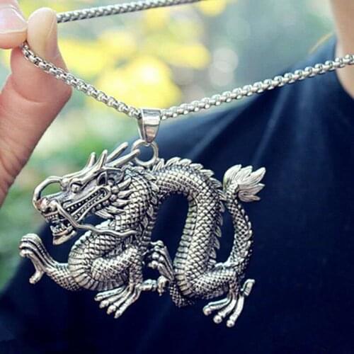 Domineering Dragon Necklace Motorcycle Party Punk Cool Biker Long Chain for Men Women Rock Hip Hop Jewelry Party Gifts