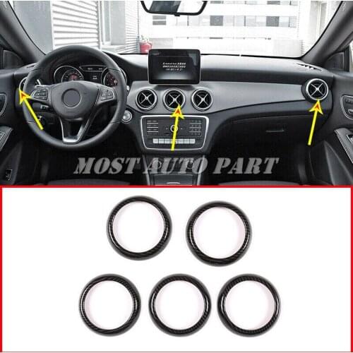 Carbon Fiber Look Interior Air Vent Outlet Ring For Mercedes Benz GLA Class X156 CLA Class C117 W117 2013-2019 5pcs