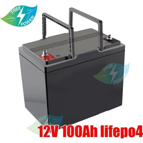 Waterproof 12V 100Ah Lifepo4 battery pack BMS 4S for 1200w solar system motor home boat RV+10A charger