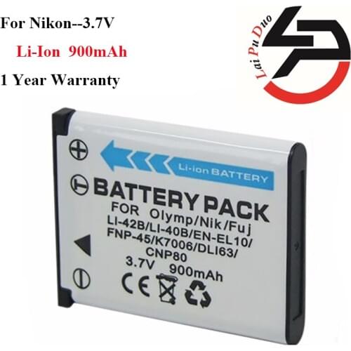 High Quality 900mAh Brand New Replacement Battery For Nikon Li-40B LI-42B NP-45 EN-EL10 KLIC-7006 FE-150 J110W J120 J150W J20