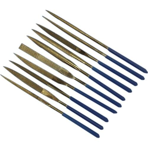 YEODA 10PCS 70mm Shank 180mm Length Diamond Files Kit Titanium Coated High Hardness Needle Files For Filing & Cutting