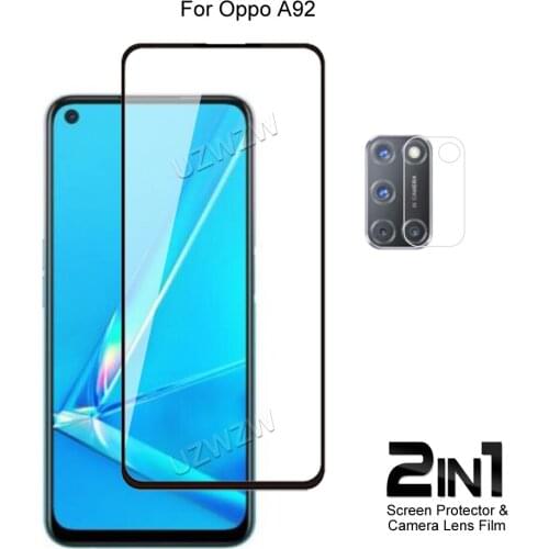 For Oppo A92 ( 4G ) Camera Lens Protecting Film & Full Coverage Protective Tempered Glass Phone Screen Protector