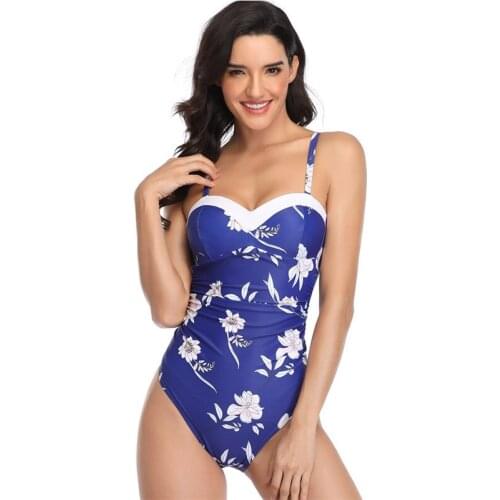 2020 Floral Printed Swimming Suit Push Up Monokini Bandeau Bodysuit One-pieces Swimwear Female Bathing Suits XL Bikini Swimsuit