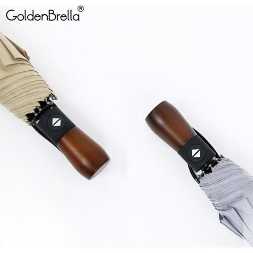 New Round Handle Umbrella For men Fully-automatic 3 Folding 10Ribs Strong Wind Resistance Umbrella Women Business Travel Gifts