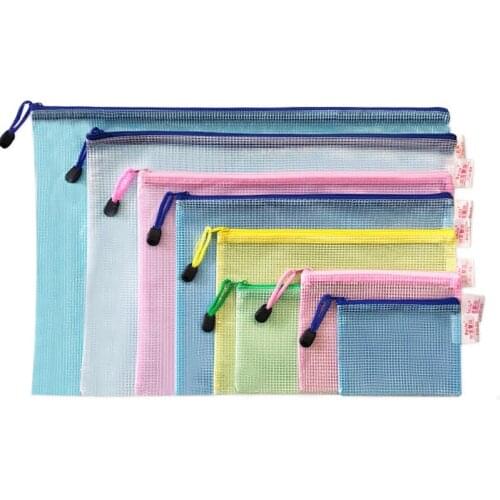 1Pc Waterproof Zipper File Organizer Stationery Storage Folder File Folders Pvc Bags Portfolio Paper Storage Office Organizers