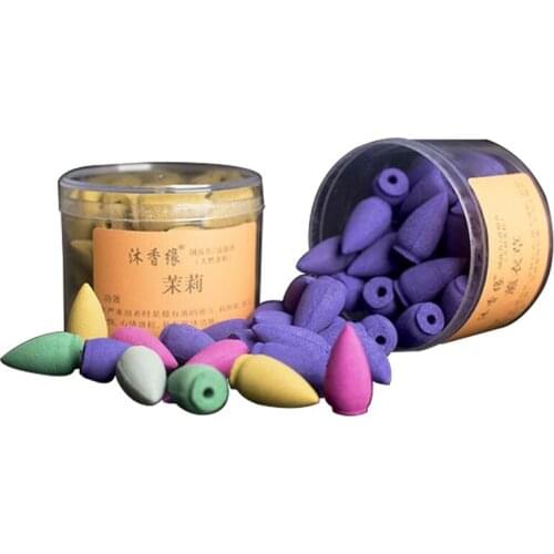 13 Scents Natural Smoke Backflow Pagoda Incense Indoor Aromatherapy Cone Incense Bullet Sandalwood Lavender Jasmine Rose