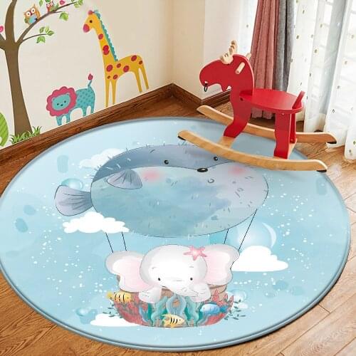 2021 Cartoon Rug Kids Bedroom Cute Elephant Carpet Soft Anti-slip Children Baby Play Crawling Game Mat Home Living Room Area Rug