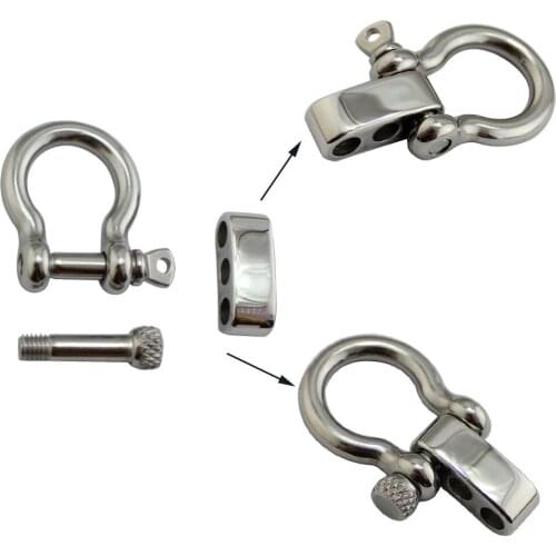 Stainless Steel Mini Bow Anchor Shackle Screw Pin Paracord Bracelet Buckle Outdoor Survival Fittings 4mm European Shackle 5pcs