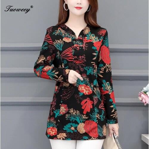 5XL plus size pocket Women vintage Blouses 2020 Fashion autumn long Sleeve Shirt Female O neck tops camisas mujer elegant